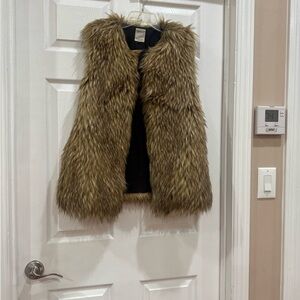 Zara Faux Fur Vest in Brown with Black Lining